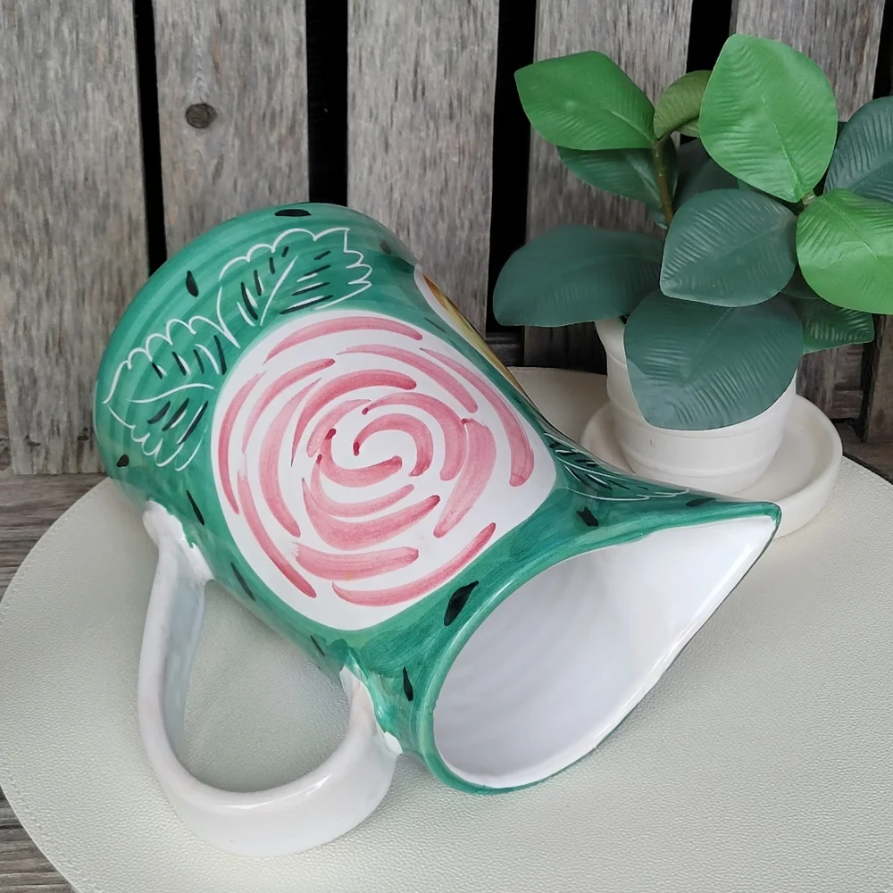 Pier 1 Pitcher Handpainted Glazed Watercolor Florals